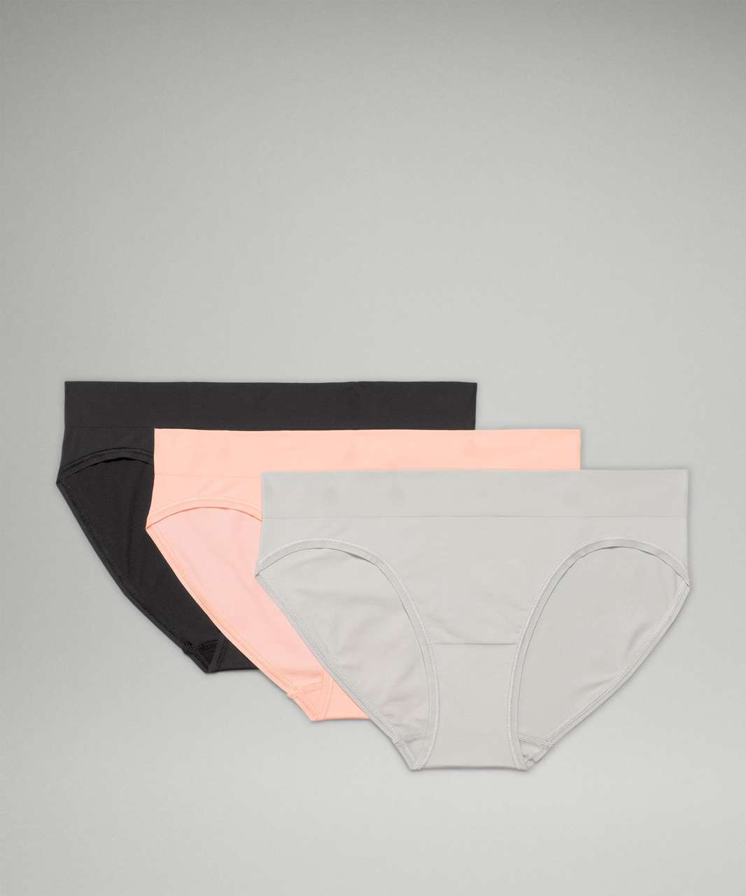 Lululemon Seamless Mid-Rise Thong Underwear 3 Pack - Black / Dew Pink /  Seal Grey - lulu fanatics