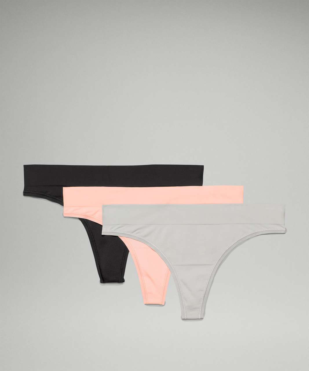 Lululemon Seamless Mid-Rise Thong Underwear 3 Pack - Black / Dew Pink / Seal Grey