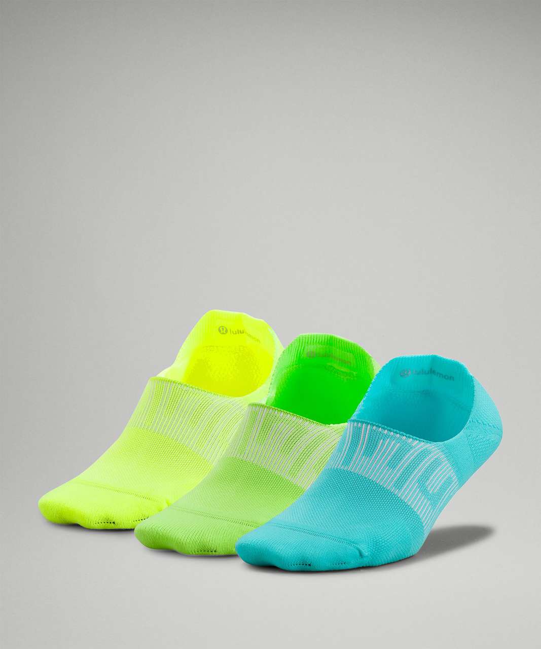 Lululemon Power Stride No-Show Sock with Active Grip 3 Pack - Electric Turquoise / Absinthe / Highlight Yellow