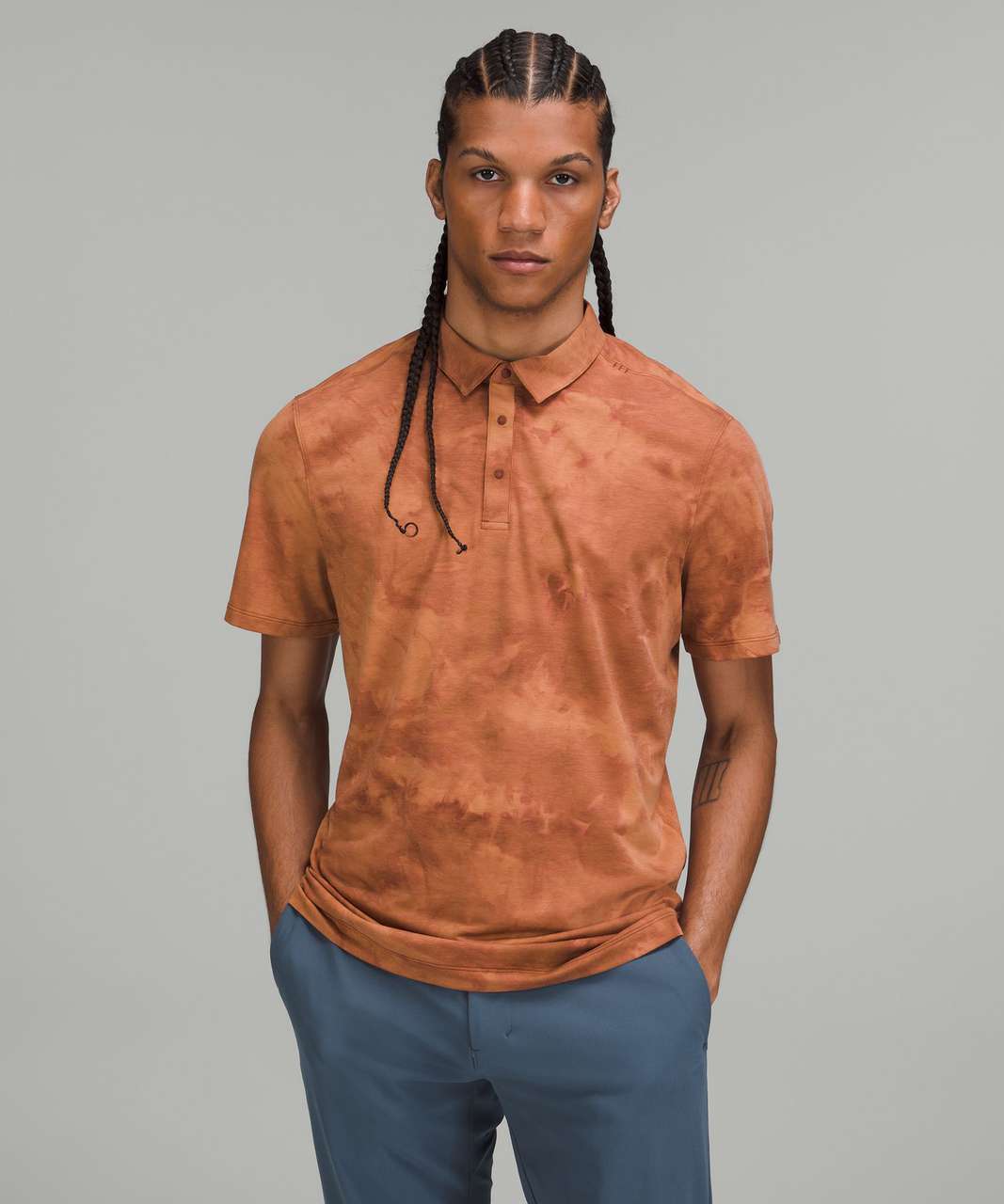 Lululemon Evolution Short Sleeve Polo Shirt - Tidal Dye Desert Sun Date Brown