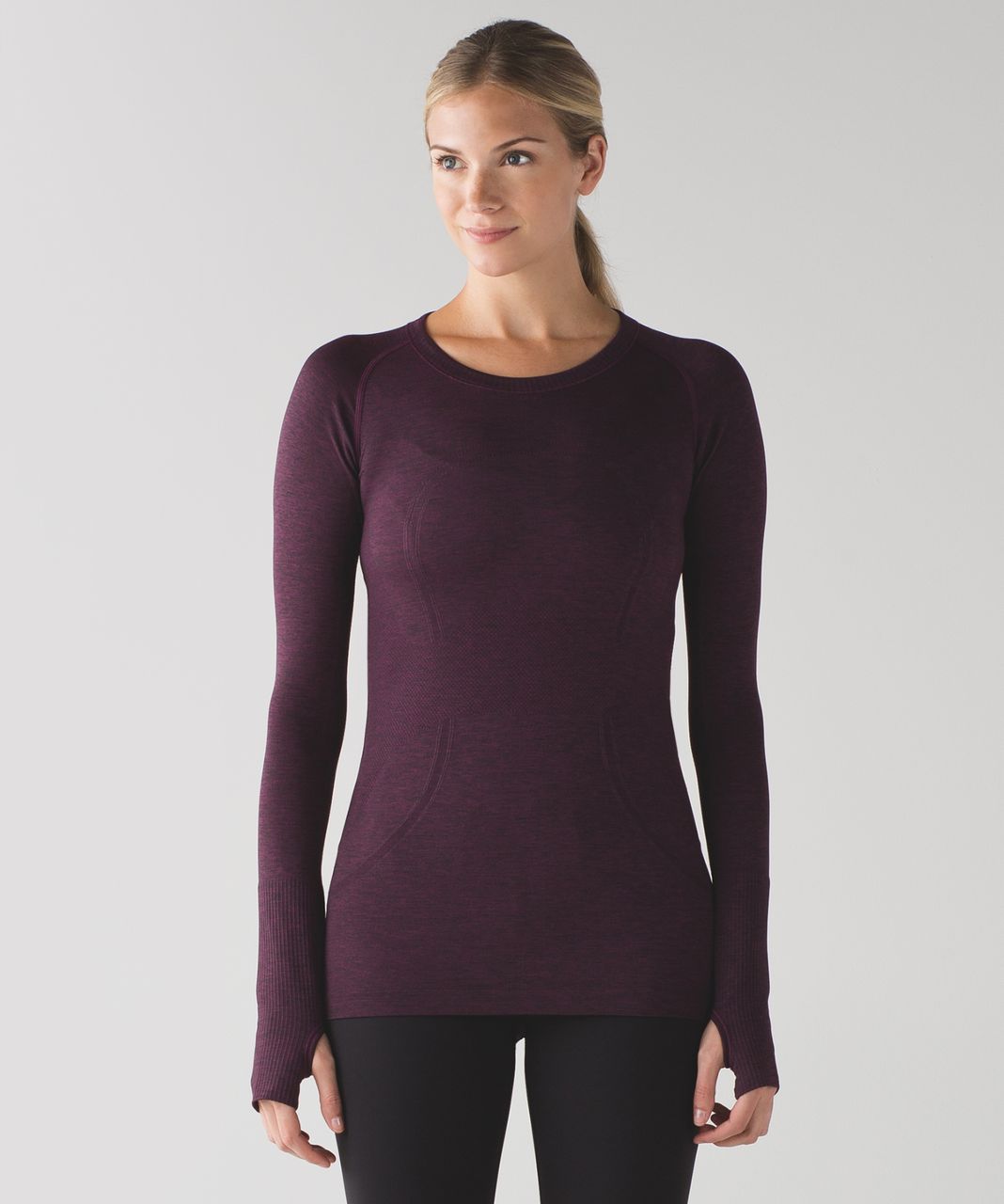 Lululemon Swiftly Tech Long Sleeve Crew - Plum / Black - lulu fanatics