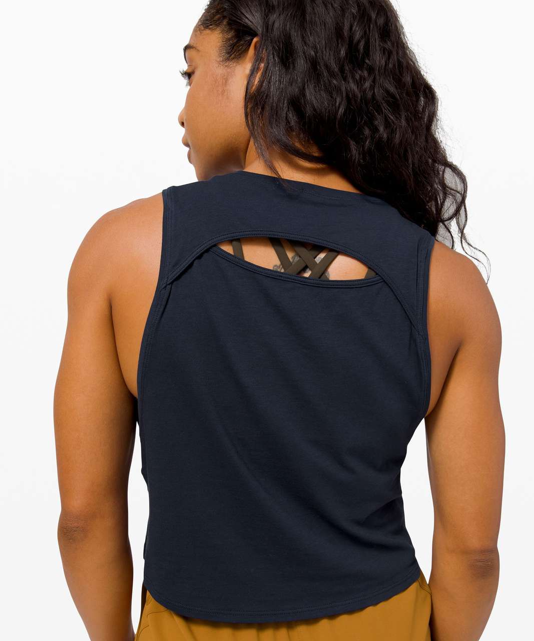 Lululemon Cut Back Crop Tank Top - True Navy - lulu fanatics