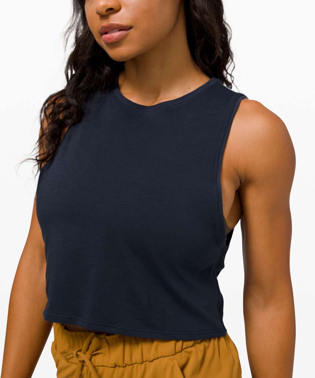 Lululemon Cut Back Crop Tank Top - True Navy - lulu fanatics