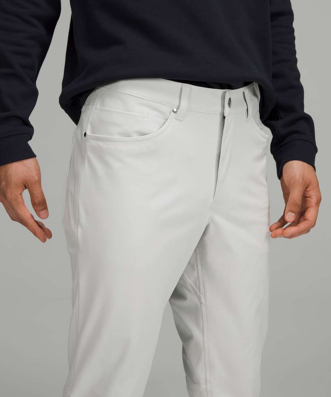 ABC Pant Slim 32” *Warpstreme in True Navy + 5 Year Basic Long Sleeve (size  L) in White and a pair of all white minimalist sneakers makes for a perfect  casual Friday