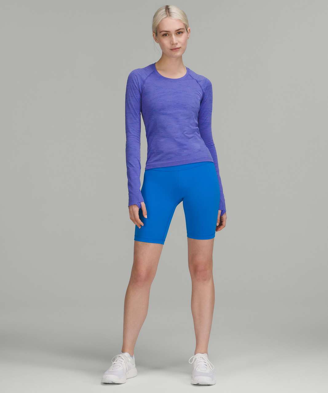 Lululemon Swiftly Tech Long Sleeve Shirt 2.0 *Race Length - Chroma Check Charged  Indigo / Charged Indigo Multi - lulu fanatics