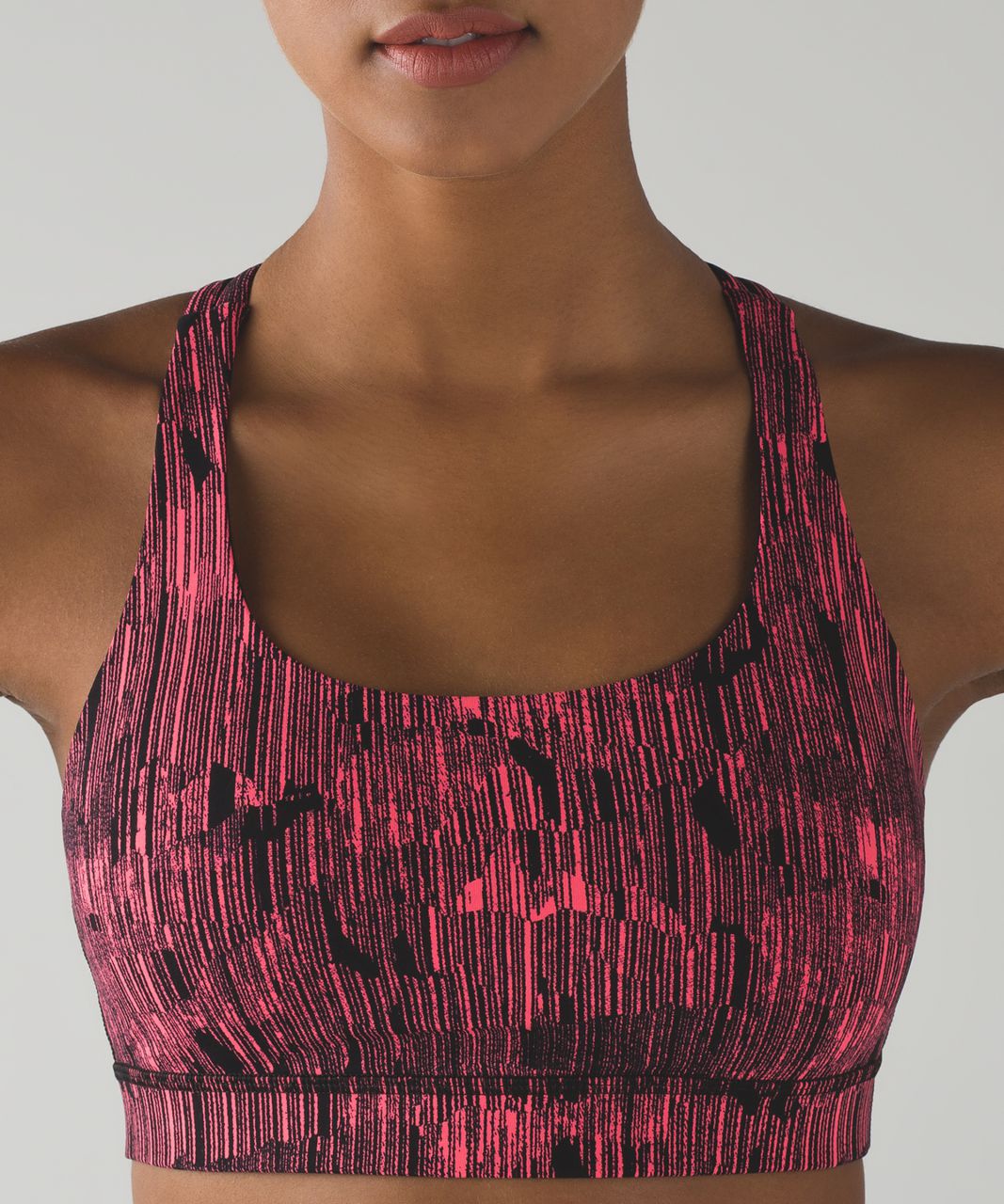 Lululemon Energy Bra - Down Pour Electric Coral Black