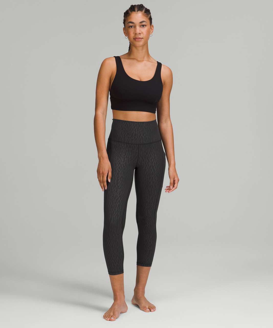 Lululemon Align High-Rise Crop with Pockets 23 - Segment Emboss Black - lulu  fanatics