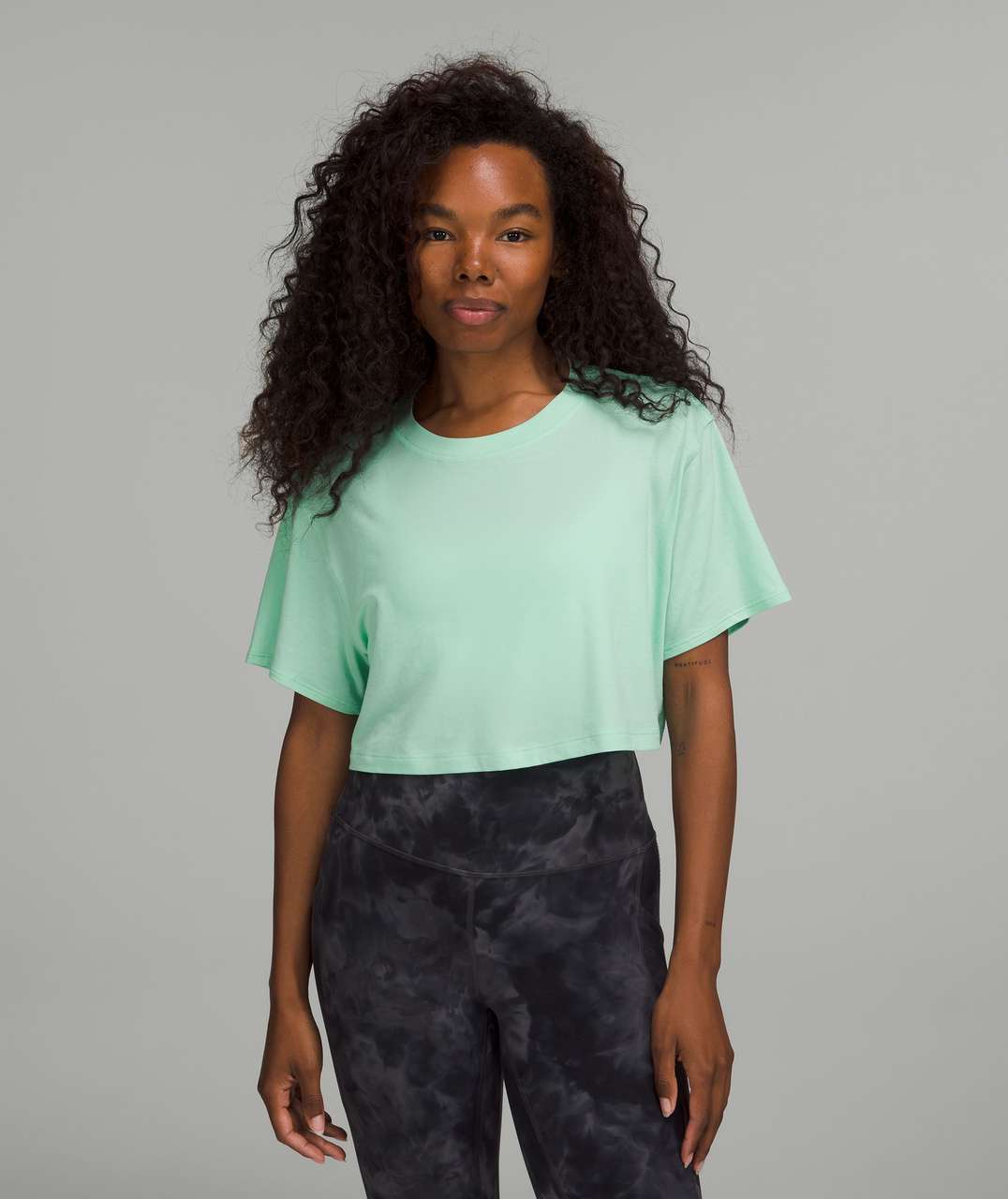 Lululemon All Yours Cropped T-Shirt - Wild Mint - lulu fanatics