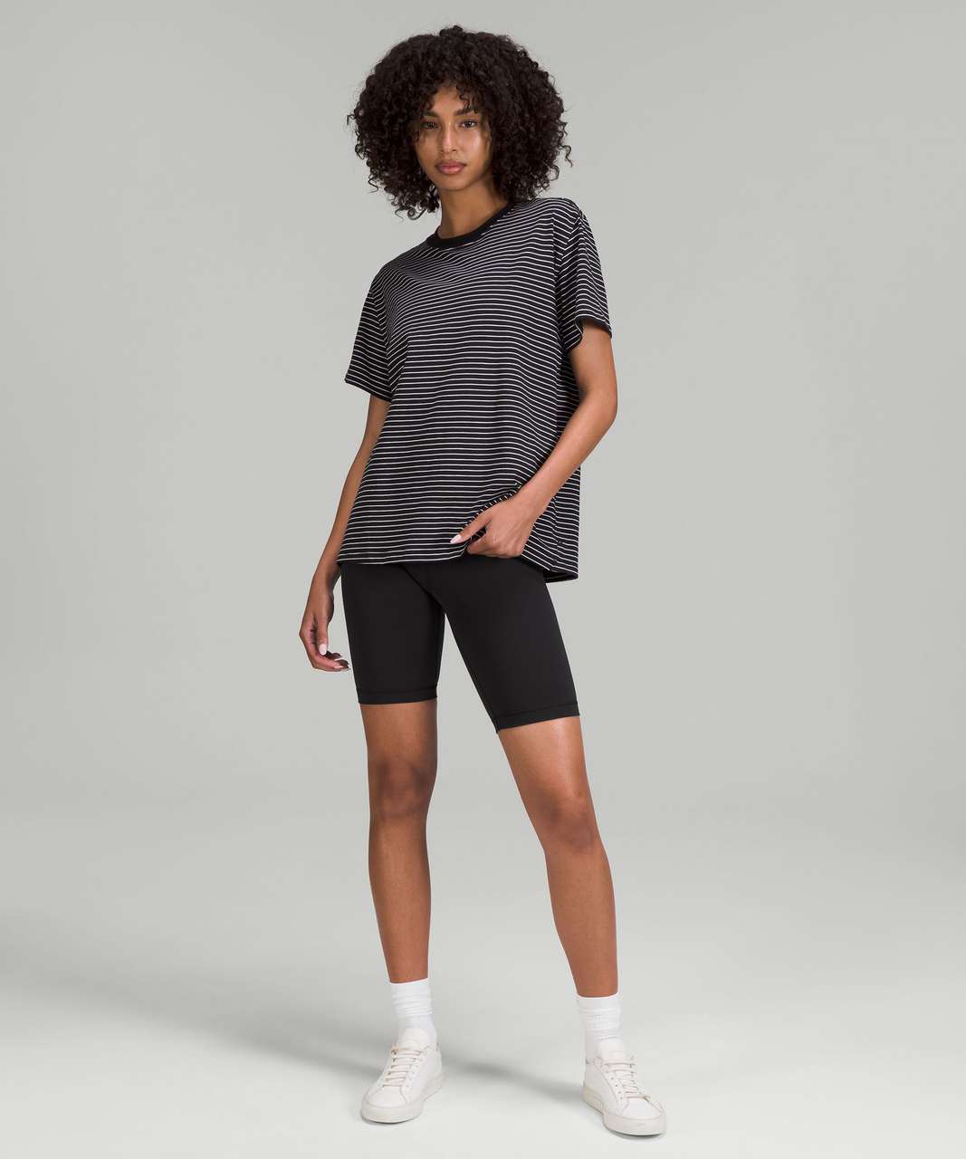 Lululemon All Yours Cotton T-Shirt - Parallel Stripe Black White