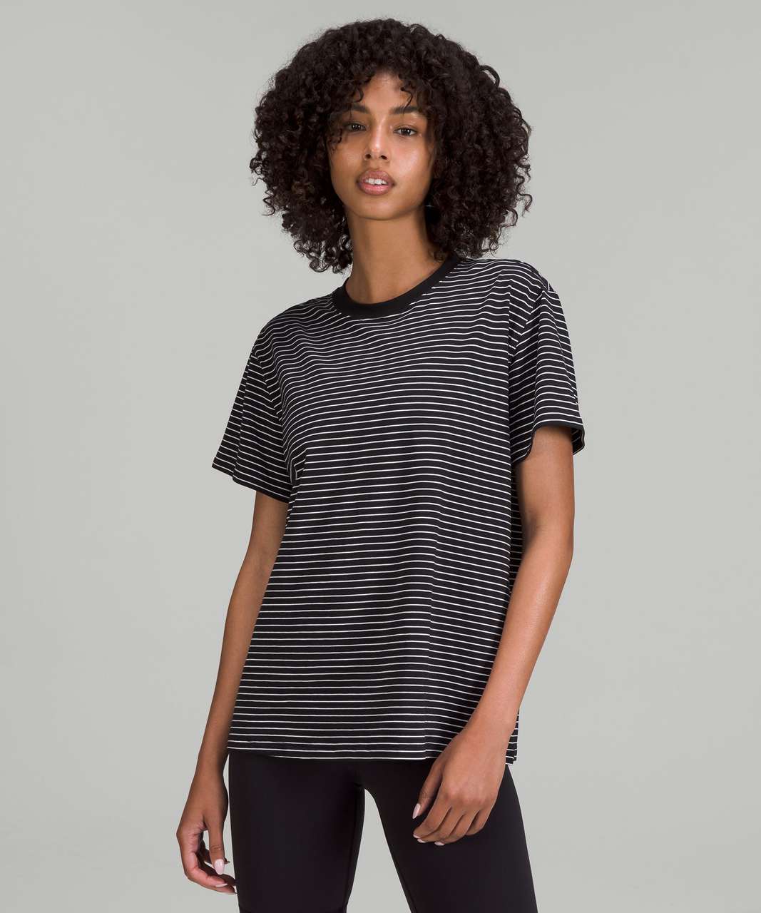 Lululemon All Yours Cotton T-Shirt - Parallel Stripe Black White