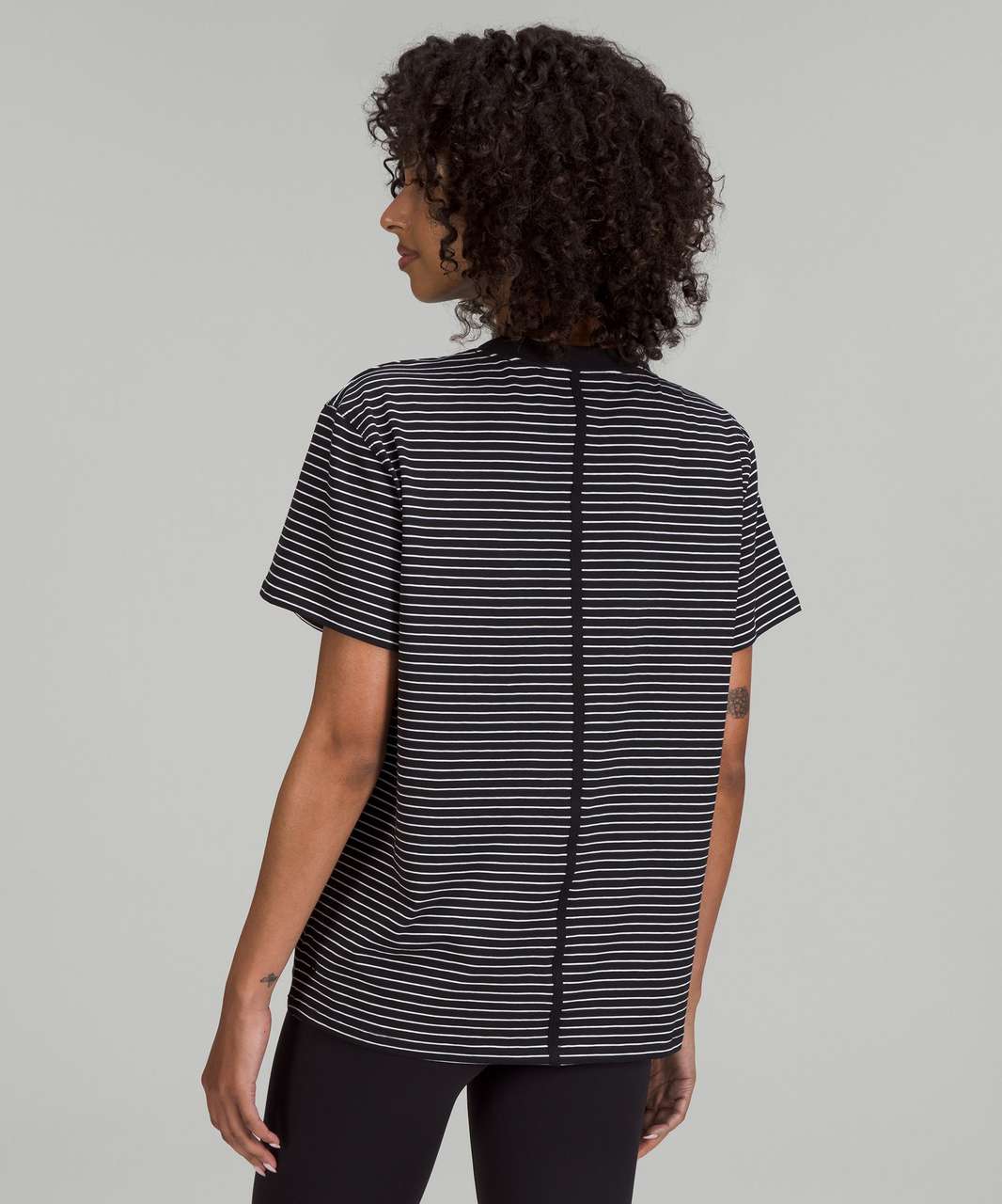 Lululemon All Yours Cotton T-Shirt - Parallel Stripe Black White - lulu  fanatics