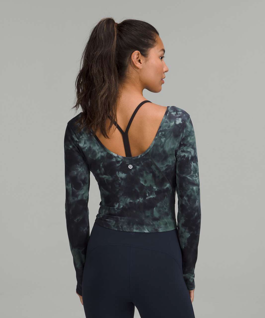 Plt Teal Marl Cut Out Back Long Sleeve Top