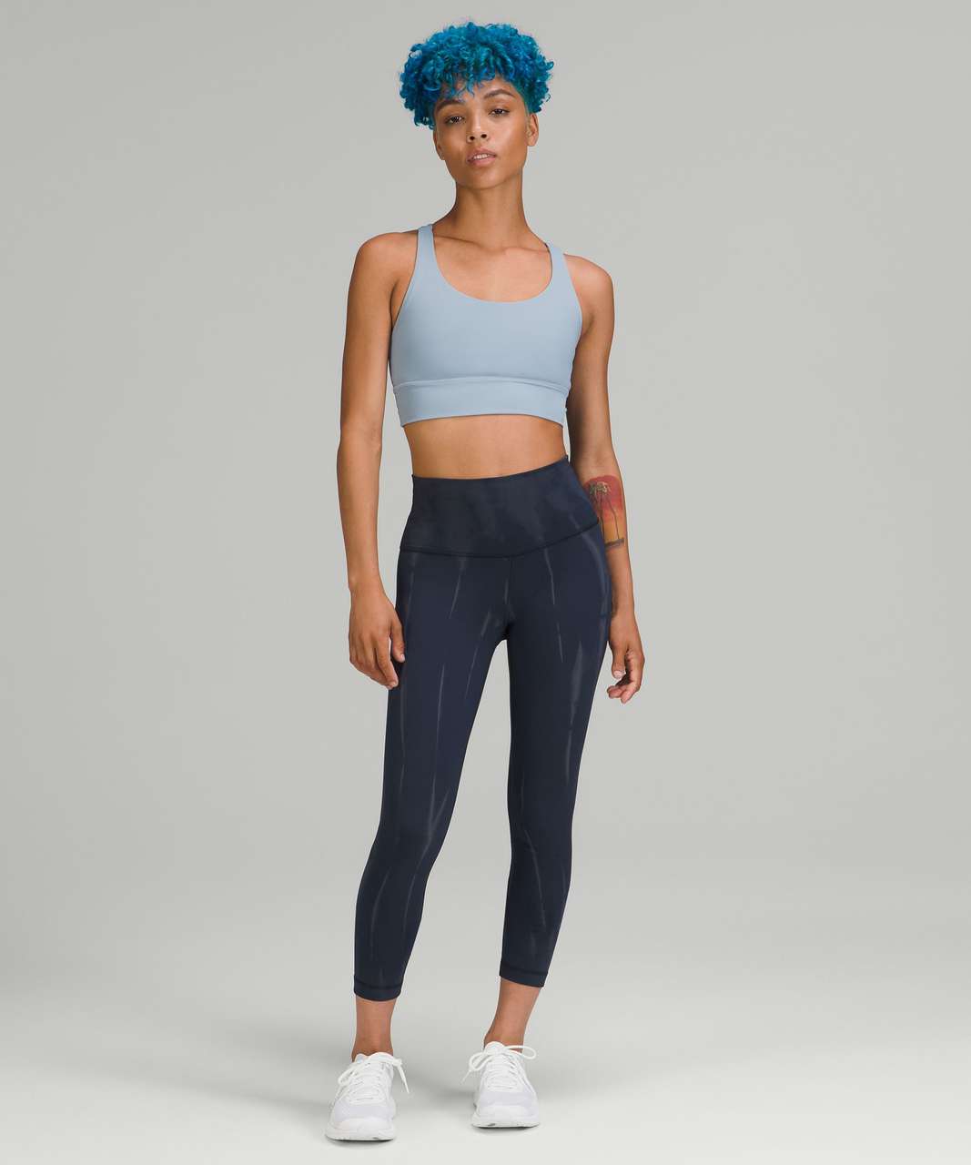 Lululemon Wunder Train High-Rise Crop 23" - Sun Bleached Wash True Navy