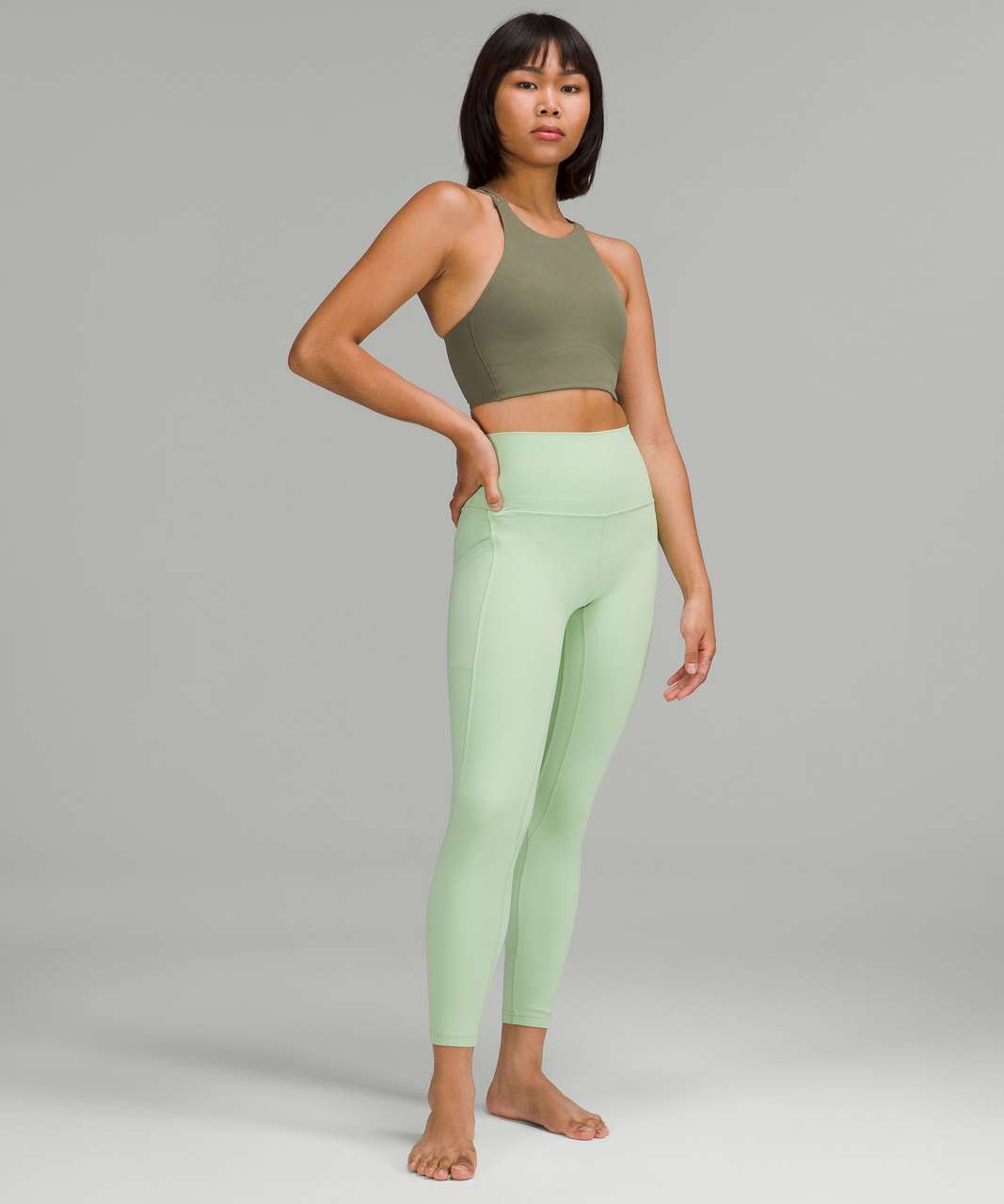 Lululemon Like a Cloud High-Neck Longline Bra *Light Support, B/C Cup -  Medium Olive - lulu fanatics