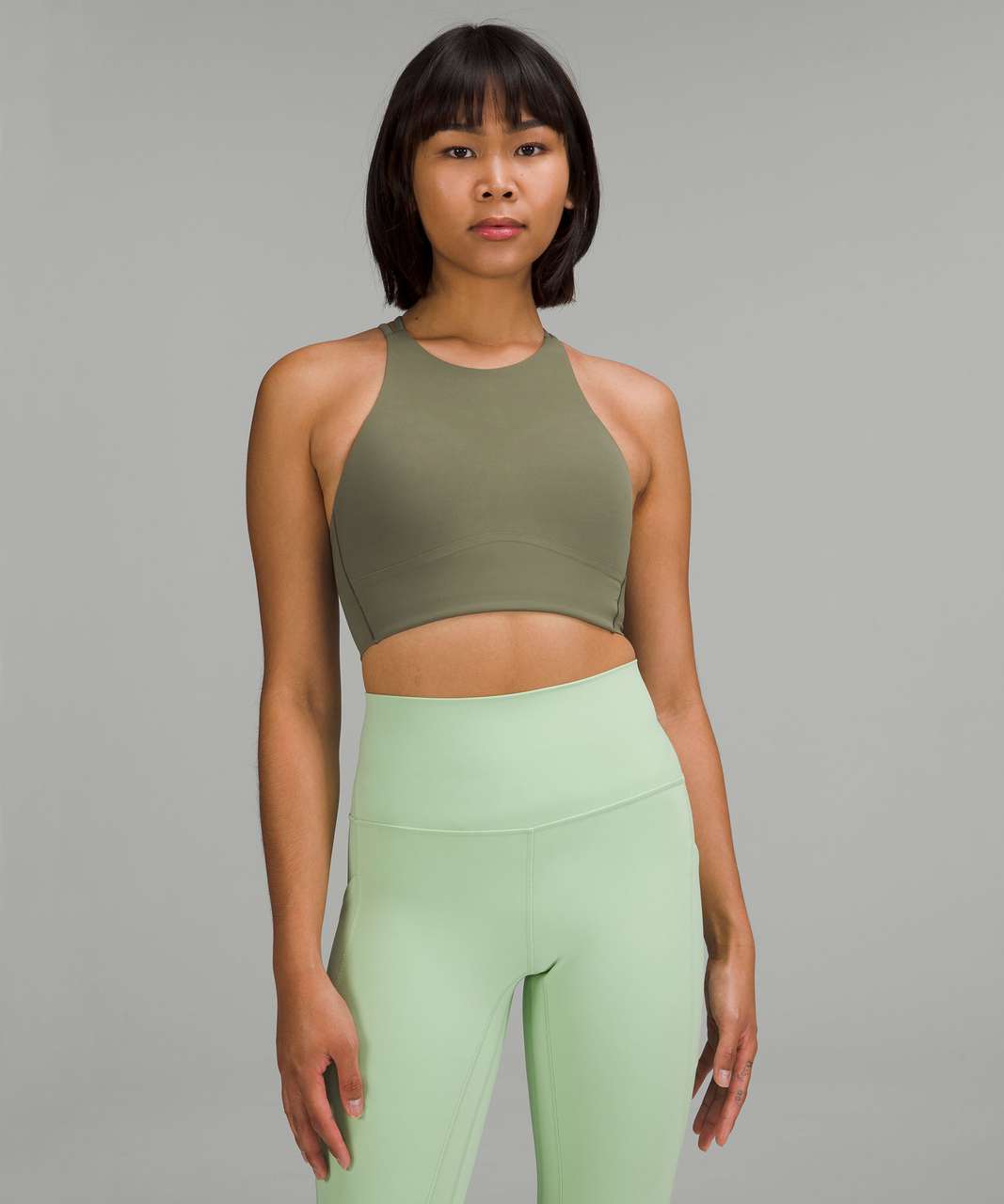 Lululemon Like a Cloud High-Neck Longline Bra *Light Support, B/C Cup -  Medium Olive - lulu fanatics