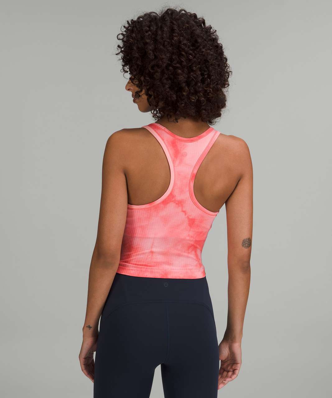 Lululemon Ebb to Street Cropped Racerback Tank Top - Marble Dye Raspberry  Cream - lulu fanatics