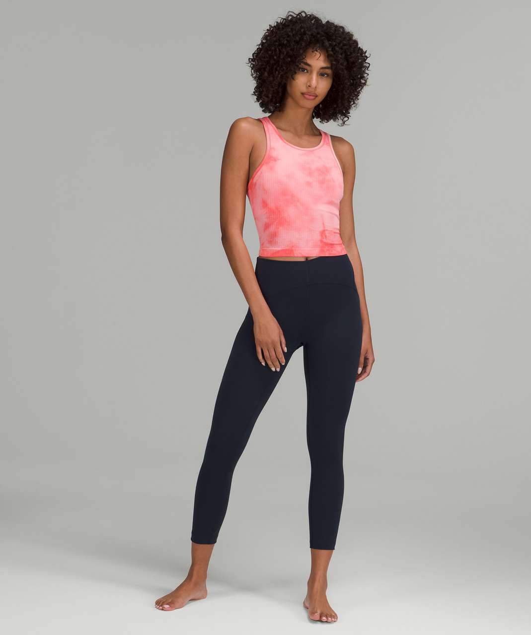 Lululemon Ebb to Street Cropped Racerback Tank Top - Marble Dye Raspberry Cream