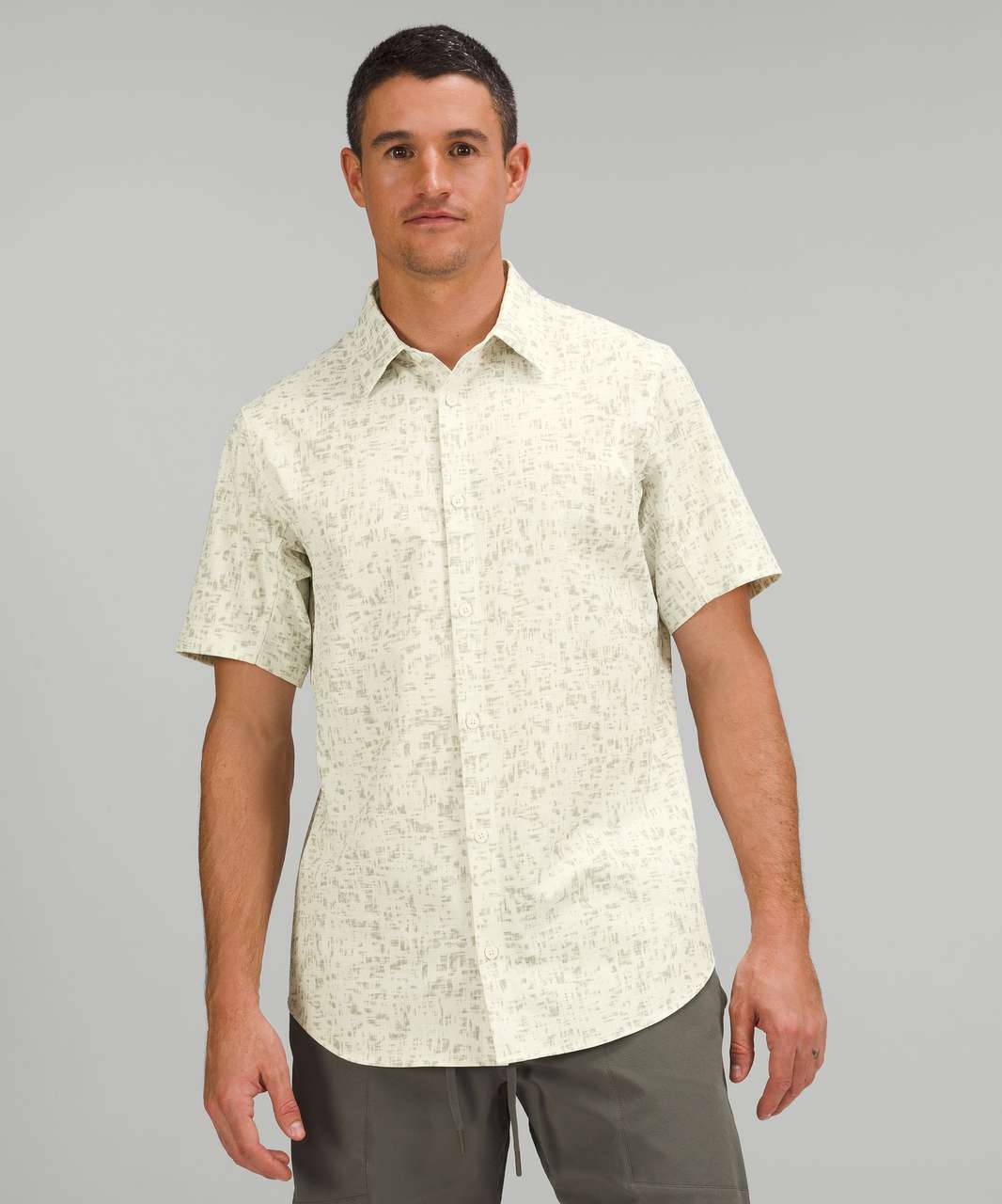 Lululemon Airing Easy Short Sleeve Shirt - Drop Stitch Antique White Raw Linen