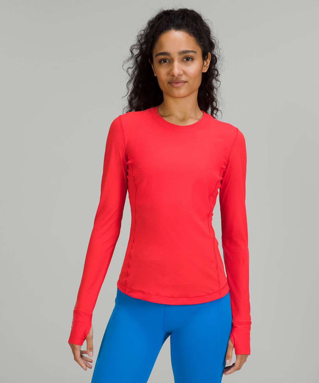 Lululemon Ventilated Mesh-Back Running Long Sleeve Shirt - Love Red