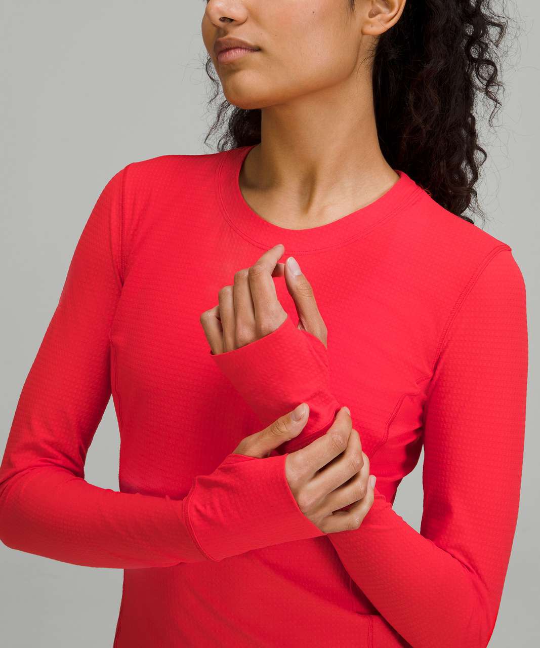 Lululemon Ventilated Mesh-Back Running Long Sleeve Shirt - Love Red