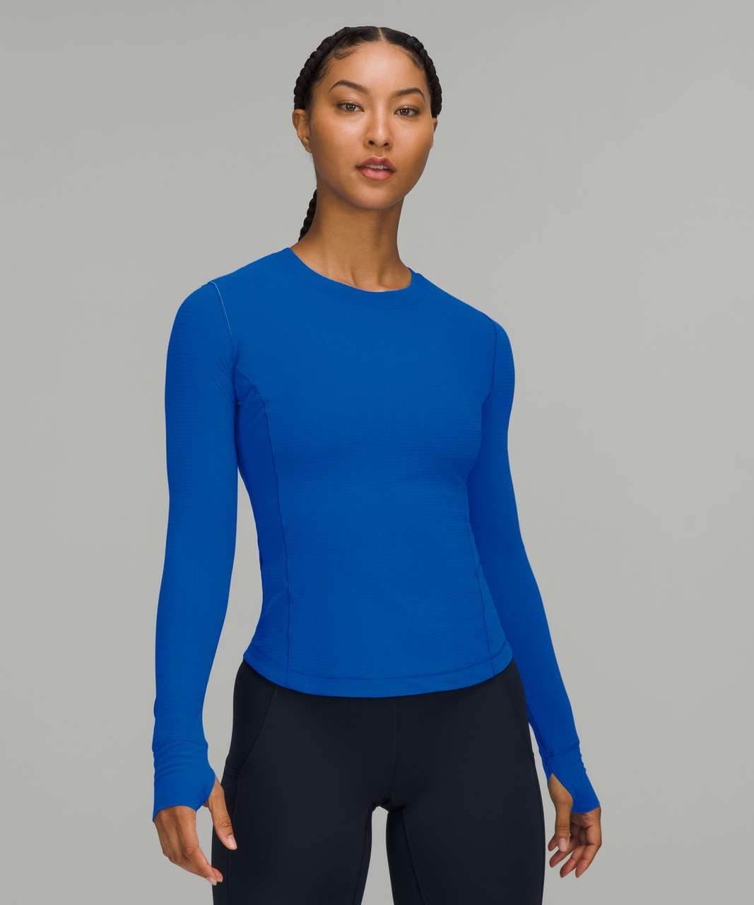 Lululemon Ventilated Mesh-Back Running Long Sleeve Shirt - Blazer Blue Tone