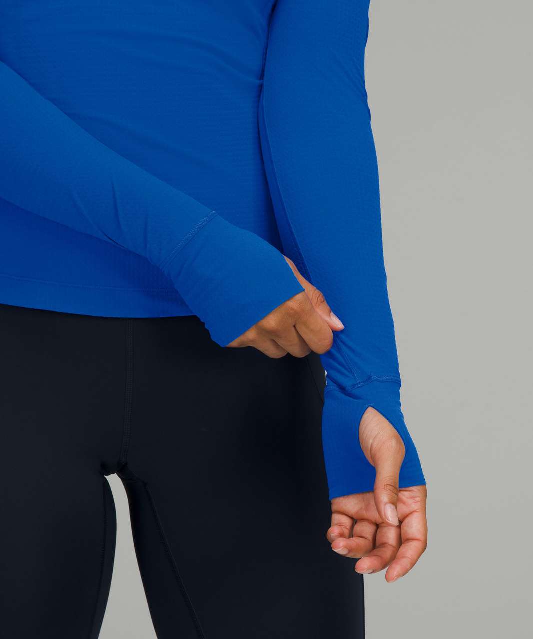 Lululemon Ventilated Mesh-Back Running Long Sleeve Shirt - Blazer Blue Tone  - lulu fanatics