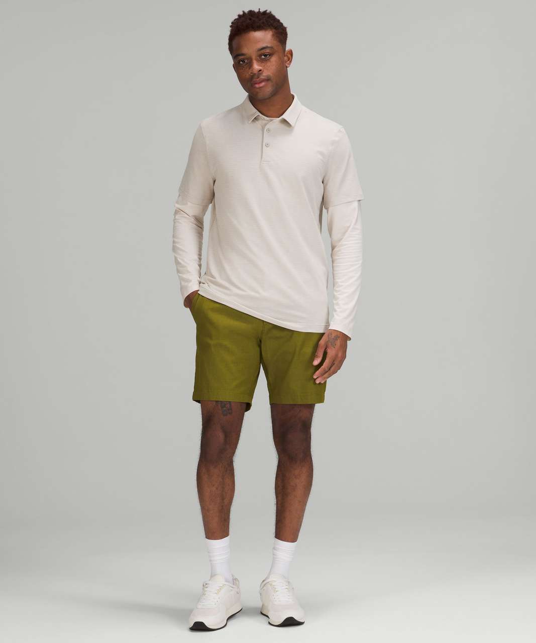 Lululemon Evolution Short Sleeve Polo Shirt *Pique Fabric - Heathered Raw Linen