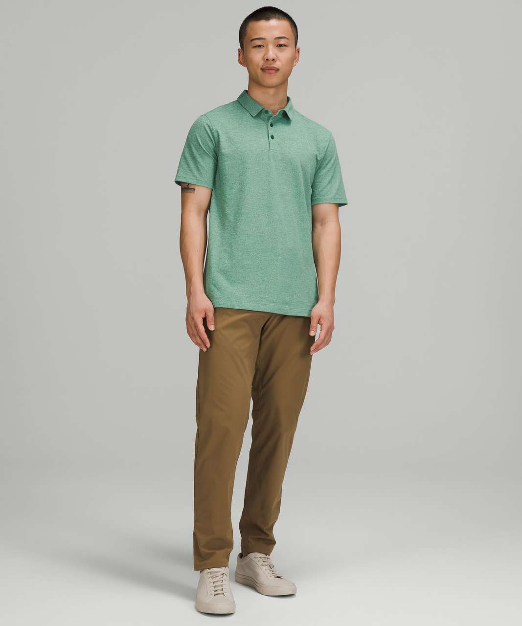 Lululemon Evolution Short Sleeve Polo Shirt *Pique Fabric - Heathered Everglade Green