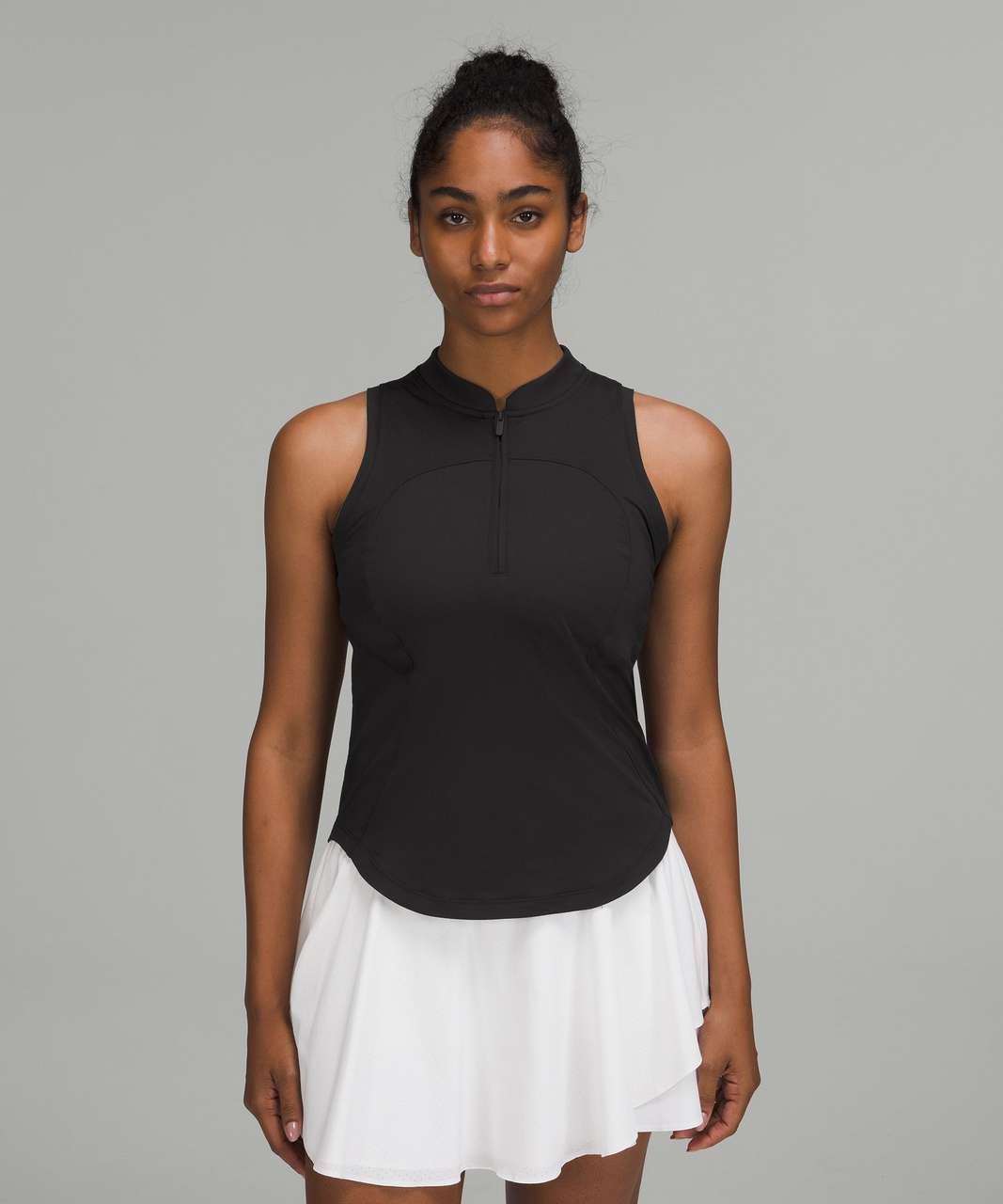 Lululemon Front Zip Mock-Neck Tennis Tank Top - Black - lulu fanatics