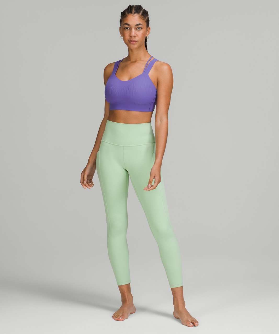 Lululemon Like a Cloud High-Neck Longline Ribbed Bra *Light Support, B/C  Cup - Edamame Green - lulu fanatics