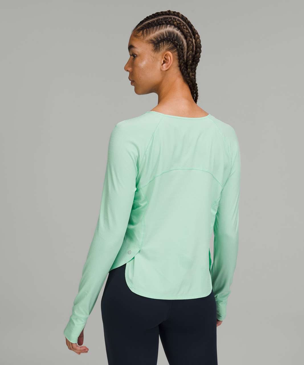 Lululemon Fast And Free Long Sleeve Shirt In Heathered Delicate Mint