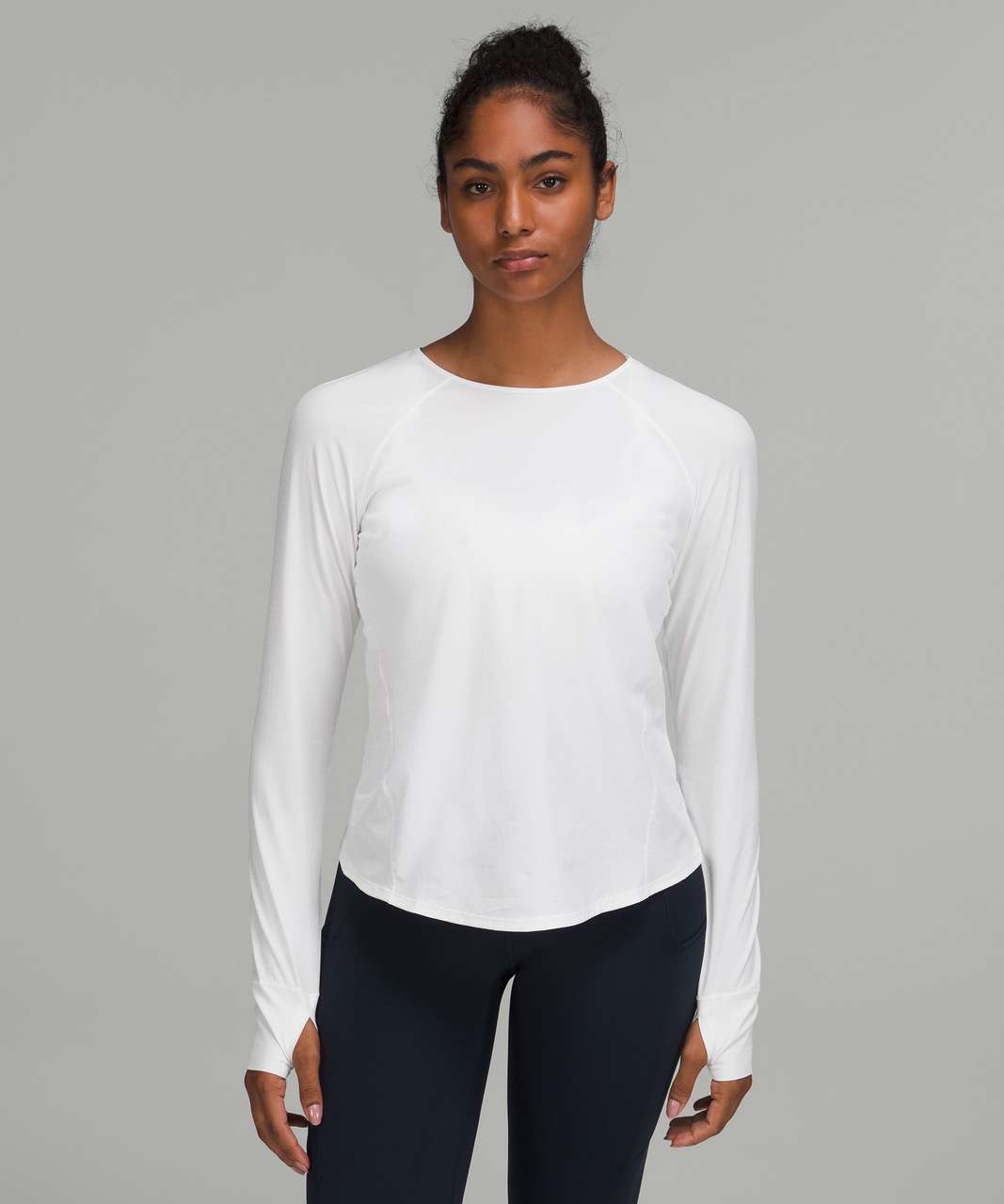 Lululemon Base Runner Long Sleeve - Heathered White / White - lulu fanatics