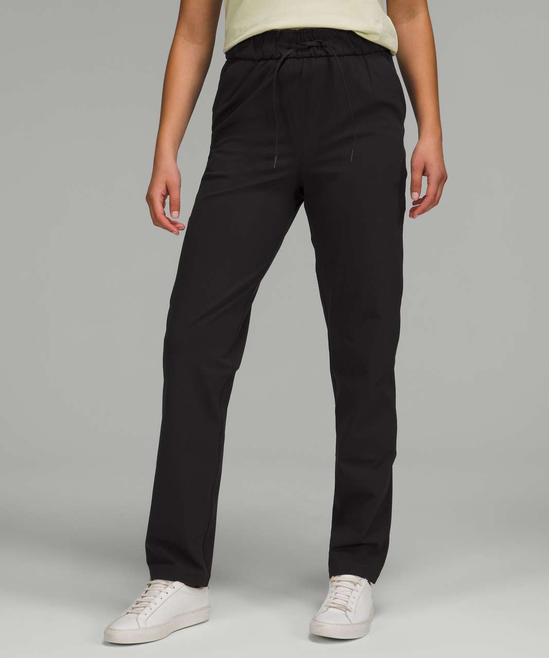 Lululemon Mixed Fabric Relaxed-Fit Tapered High-Rise Pant - Black - lulu  fanatics