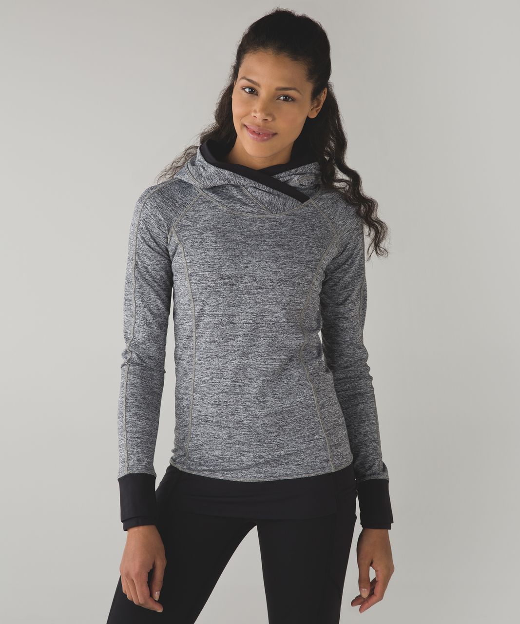 Lululemon Think Fast Hoodie - Space Dye Camo Black Dark Slate / Black ...