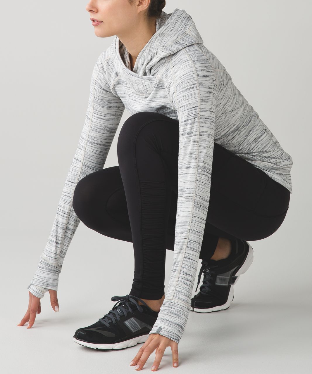 Lululemon Think Fast Hoodie - Space Dye Camo White Multi / Silver Spoon