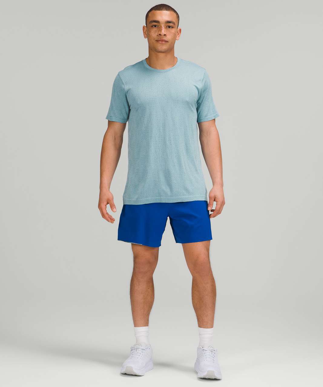 Lululemon Metal Vent Breathe Short Sleeve Shirt - Covered Camo Soft Denim /  Sheer Blue - lulu fanatics