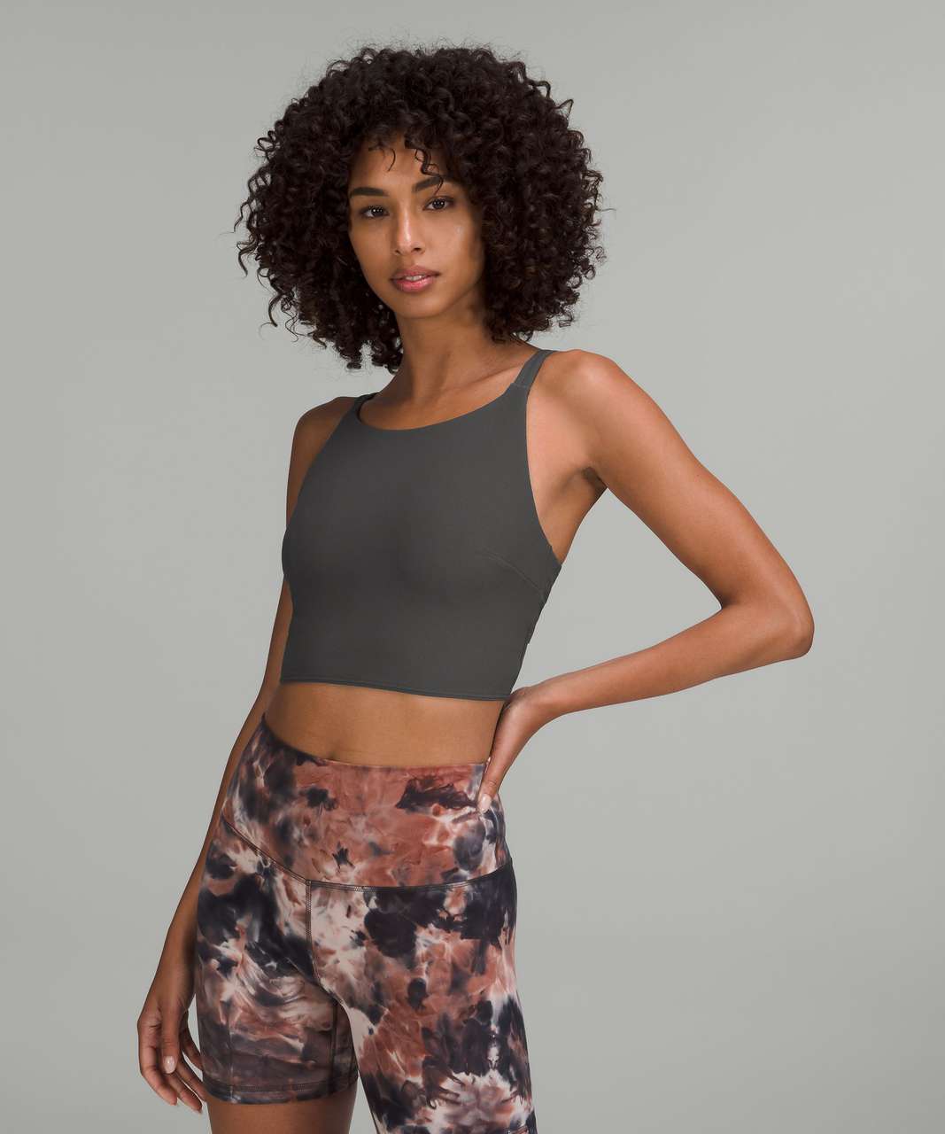 Lululemon Twist and Reach Lacescape Black Print Sports Bra