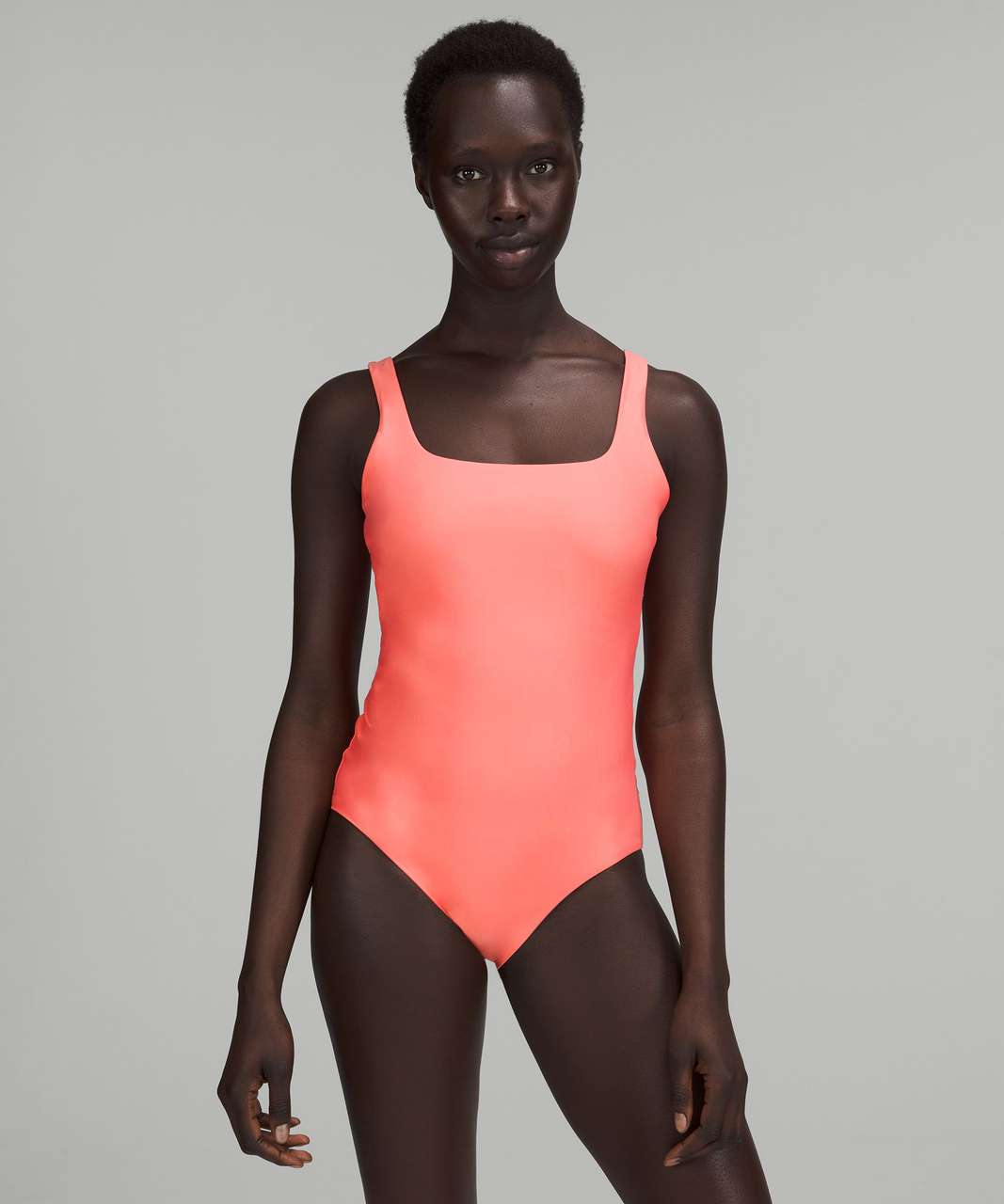 Lululemon Waterside Square-Neck One-Piece Swimsuit *B/C Cup, Medium Bum Coverage - Raspberry Cream