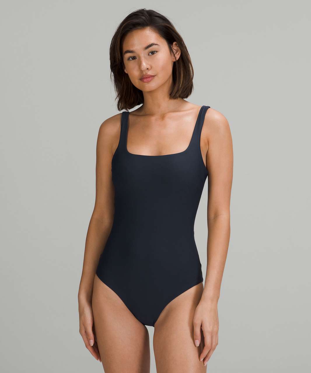 Lululemon Waterside Square-Neck One-Piece Swimsuit *B/C Cup, Medium Bum Coverage - True Navy