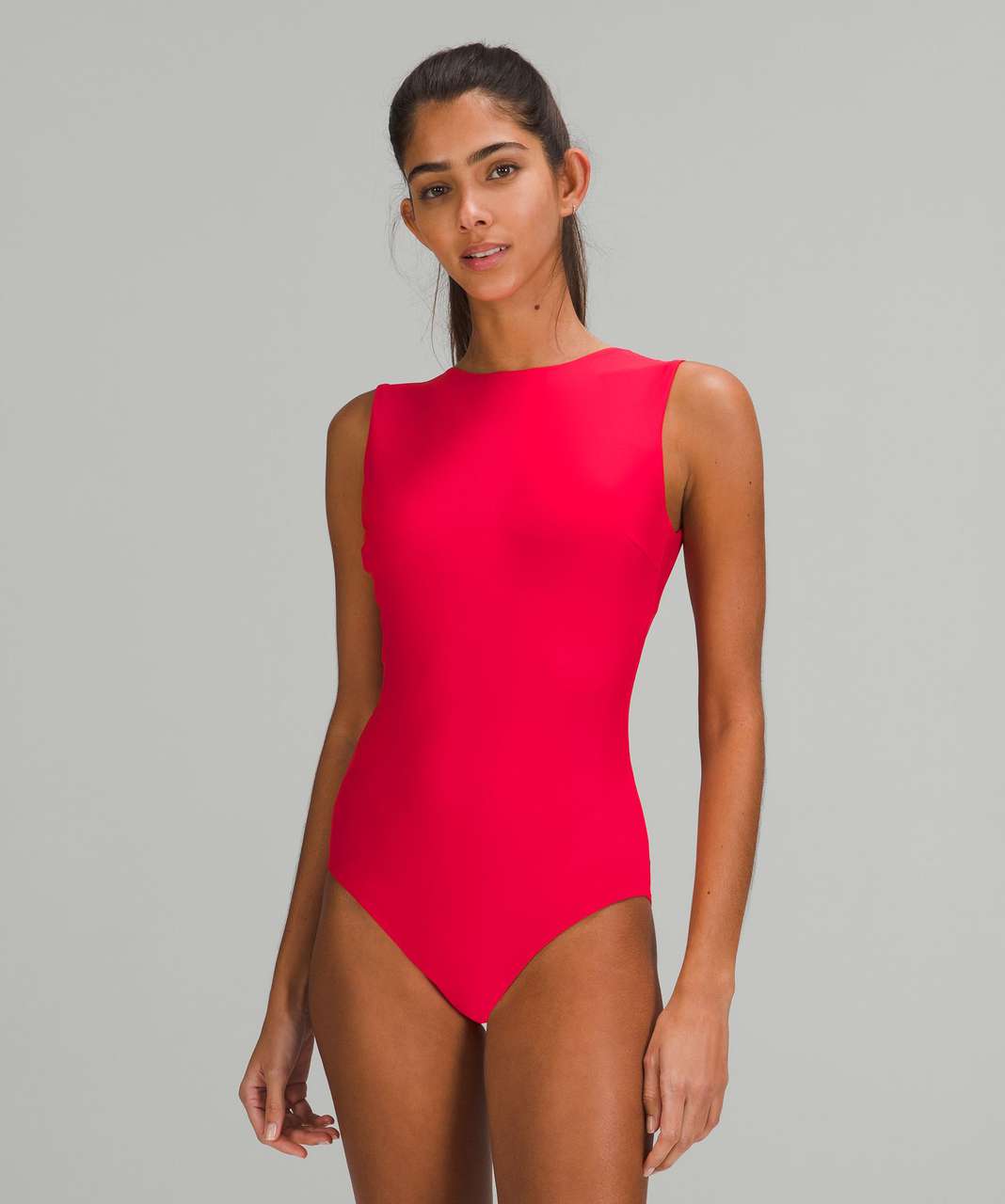 Red High Neck One Piece