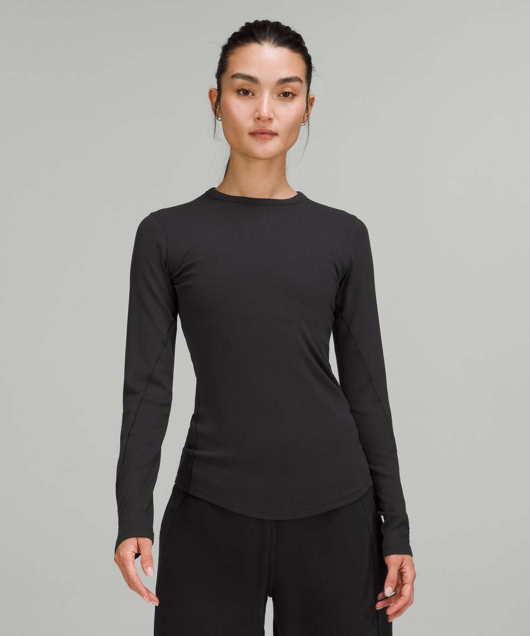 Lululemon Heavyweight Cotton Cropped 3/4 Sleeve Shirt - Black - lulu  fanatics