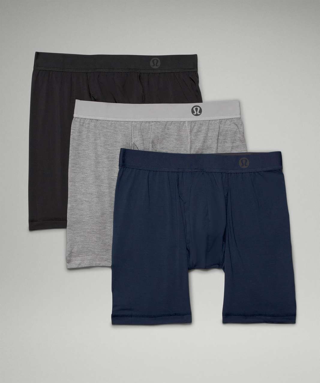 Lululemon Always In Motion Long Boxer with Fly 7" 3 Pack - Black / Heathered Core Medium Grey / True Navy