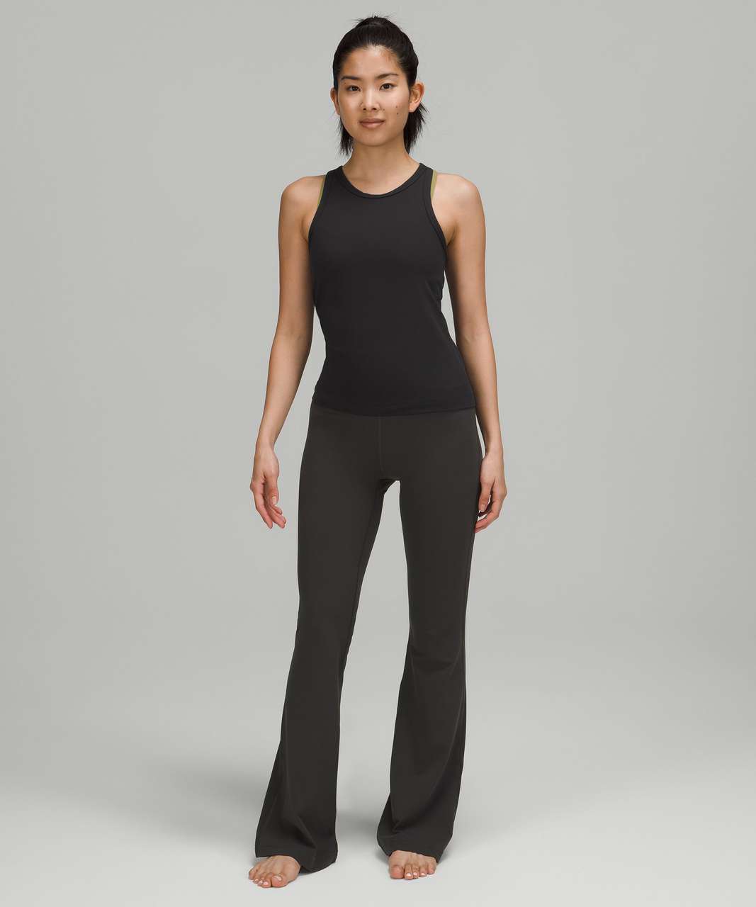 Received my Align tank (size 10) today. Not sure how I feel about it. Would  love some honest feedback! Bottoms are Align Joggers Lunar Rock and Black  (size 10). : r/lululemon