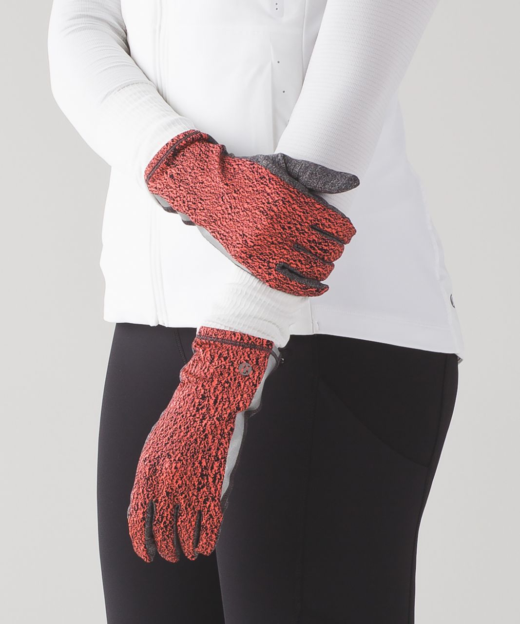 Lululemon Run With Me Gloves - Electric Coral / Black / Heathered Black