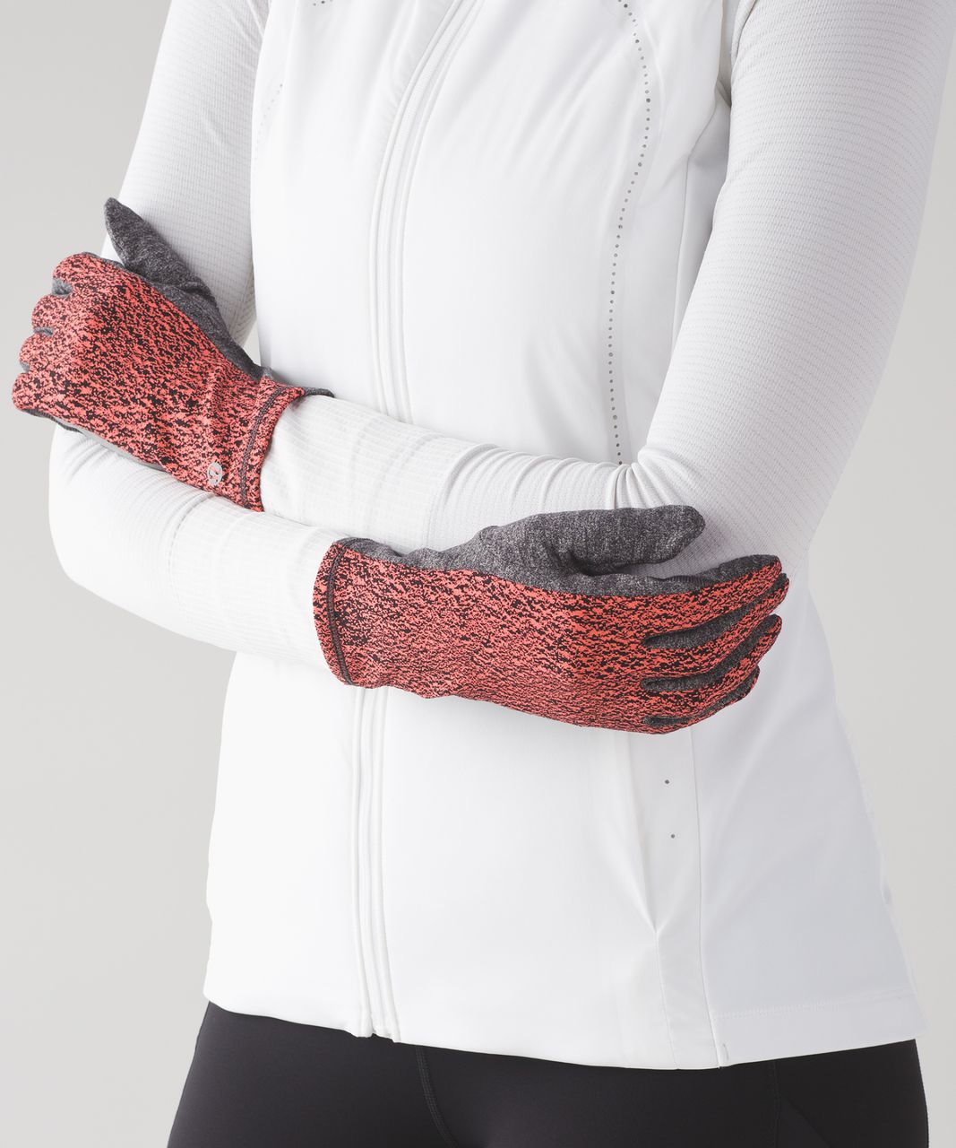 Lululemon Run With Me Gloves - Electric Coral / Black / Heathered Black