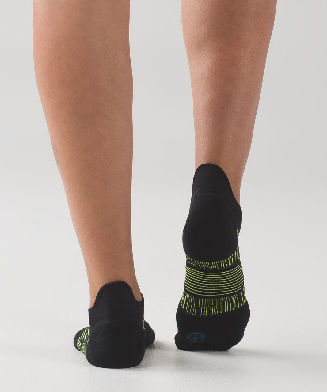 Lululemon High Speed Sock (Silver) - Black / Lime Light / Capri