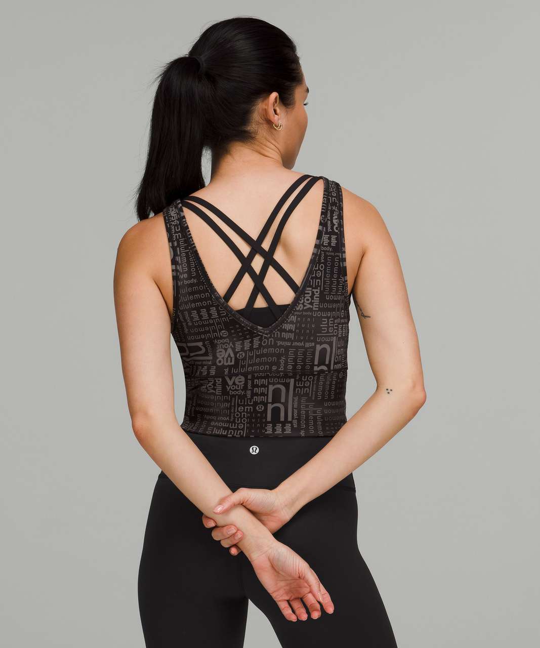 Lululemon Logo Elastic Everlux Shelf Tank Top - Black / Trench