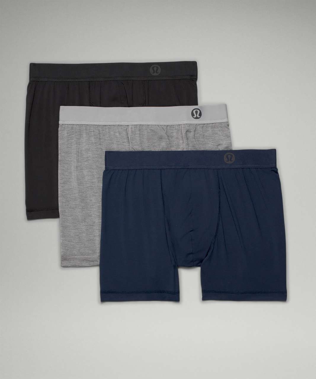 Lululemon Always In Motion Boxer with Fly 5" 3 Pack - Black / Heathered Core Medium Grey / True Navy