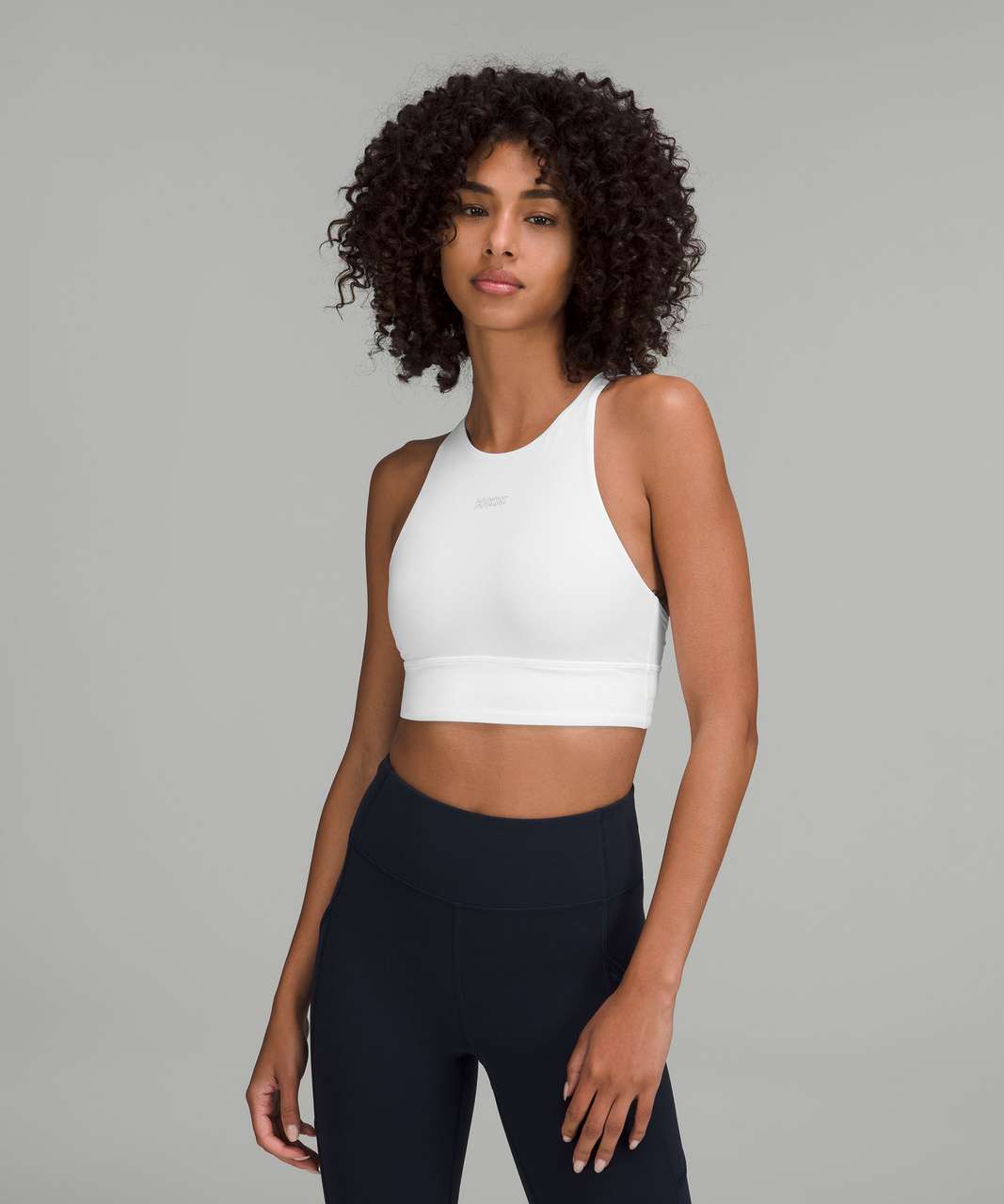 Lululemon Energy High-Neck Longline Bra *Medium Support, B–D Cups - White /  Silver Blue - lulu fanatics