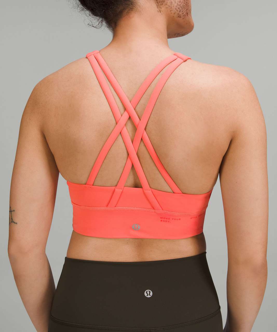 Lululemon Energy High-Neck Longline Bra *Medium Support, B–D Cups -  Raspberry Cream - lulu fanatics